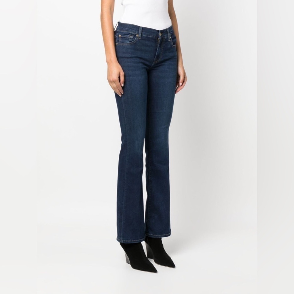 7 For All Mankind Boot Cut Low Rise Dark Wash Jeans Y2K Style